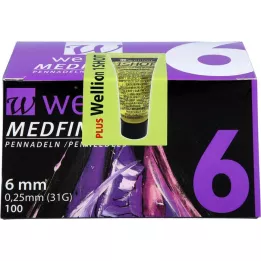 WELLION MEDFINE Plus pen needles 6 mm, 100 pcs