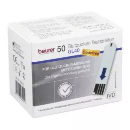 BEURER GL40 blood glucose test strips, 50 pcs
