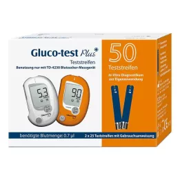 GLUCO TEST Plus blood glucose test strips, 50 pcs