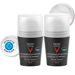 Vichy Homme Deodorant Roll on for sensitive skin 48h Dp (2x50 ml)