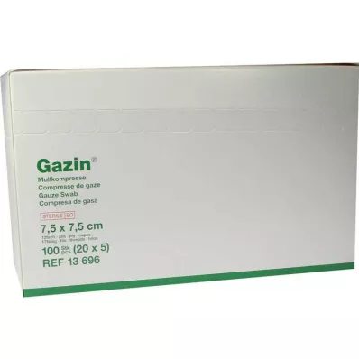 GAZIN Gauze comp. 7.5x7.5 cm sterile 12-ply medium, 20X5 pcs GAZIN Gauze comp. 7.5x7.5 cm sterile 12-ply medium, 20X5 pcs