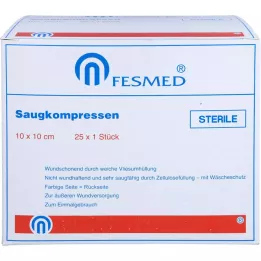 SAUGKOMPRESSEN sterile 10x10 cm, 25X1 pcs