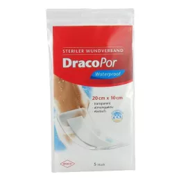 DRACOPOR waterproof wound dressing 10x20 cm sterile, 5 pcs