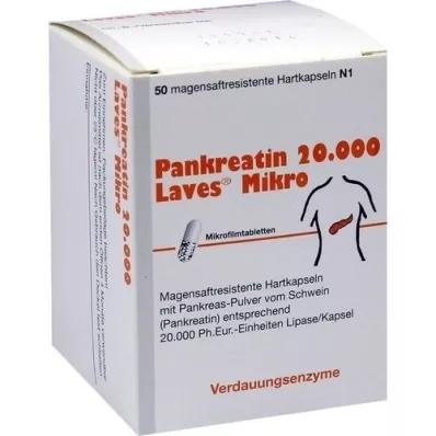 PANKREATIN 20,000 laves micro gastrointestinal caps., 50 pcs