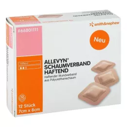 ALLEVYN Foam dressing 7x8 cm adhesive, 12 pcs