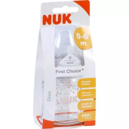 NUK First Choice Plus Bottiglia per neonati in vetro 120ml con DrinkSucker, 1 pz