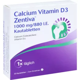 CALCIUM VITAMIN D3 Zentiva 1000 mg/880 IU Kautab, 20 pcs