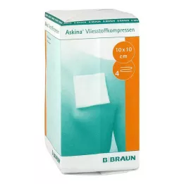 ASKINA Nonwoven compress 10x10 cm non-sterile 4-ply, 100 pcs
