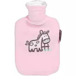 FASHY Childrens hot water bottle, fleece cover, pink, 1 pcs