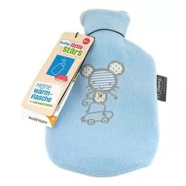 FASHY Childrens hot water bottle, fleece cover, light blue, 1 pcs
