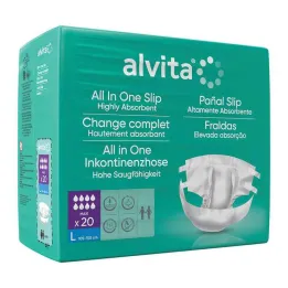 Alvita All-in-One Incontinence Briefs Maxi Large (Night), 20 pcs