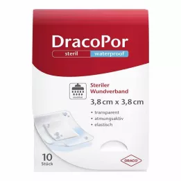 DRACOPOR waterproof wound dressing 3.8x3.8 cm sterile, 10 pcs
