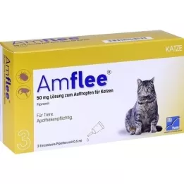 Rozwiązanie Amflee 50 mg do kapiących dla kotów, 3 szt