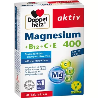 DOPPELHERZ Magnesium 400+B12+C+E Tabletten, 30 St