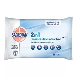 SAGROTAN 2in1 disinfection wipes, 15 pcs