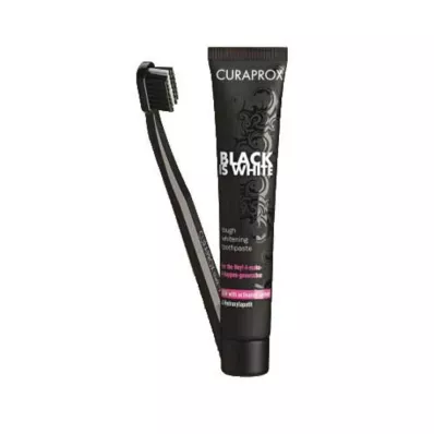 CURAPROX black is white charcoal toothpaste and brush, 1 pcs