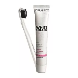 CURAPROX white is black charcoal toothpaste mild + brush, 1 pcs