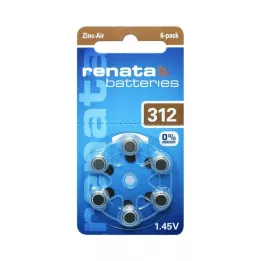 Renata hearing aid battery ZA 312 DP6 0% Hg, 6 pcs