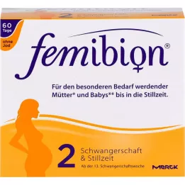 Femibion Embarazo 2 D3 + DHA + 400 μg de folato sin yodo, 2x60 pz