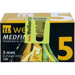 WELLION MEDFINE Plus pen needles 5 mm, 100 pcs