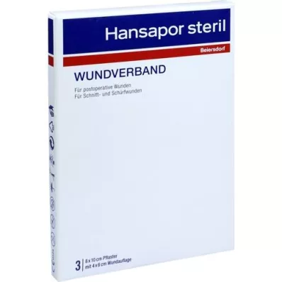 HANSAPOR Steril wound association 8x10 cm, 3 pcs
