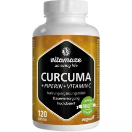 CURCUMA+PIPERIN+Vitamin C vegan Kapseln, 120 St