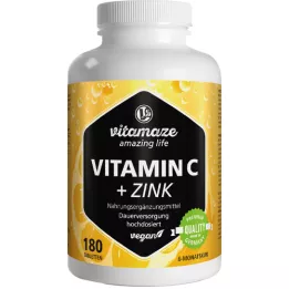 VITAMIN C 1000 mg hochdosiert+Zink vegan Tabletten, 180 St