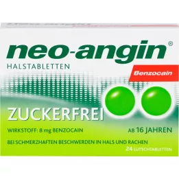NEO-ANGIN Παστίλιες λαιμού Benzocaine χωρίς ζάχαρη, 24 τεμ