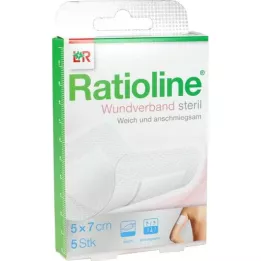 RATIOLINE Wound Association 7x5 cm sterile, 5 pcs