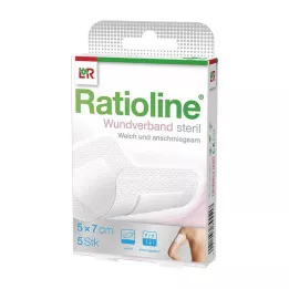 RATIOLINE Wound dressing 7x5 cm sterile, 5 pcs