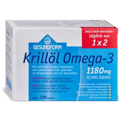 GESUNDFORM Krill oil 1180 mg Antarctic capsules, 120 pieces GESUNDFORM Krill oil 1180 mg Antarctic capsules, 120 pieces
