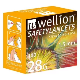 WELLION Safetylancets 28 G safety disposable lancets, 100 pcs