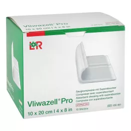 VLIWAZELL Pro superabsorb.Kompr.sterile 10x20 cm, 10 pcs