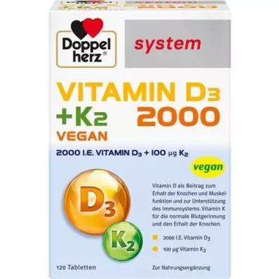 DOPPELHERZ Vitamin D3 2000+K2 System tablets, 120 pcs