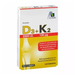 Vitamin D3+K2 2000 IU, 120 pcs