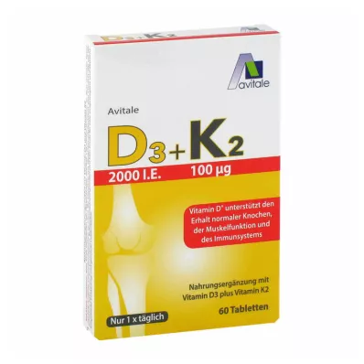 Vitamin D3+K2 2000 IU, 60 pcs