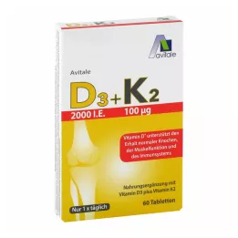 Vitamin D3+K2 2000 IU, 60 pieces