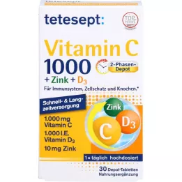 TETESEPT Vitamin C 1,000+Zinc+D3 1,000 IU tablets, 30 pcs