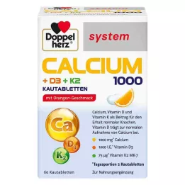 DOPPELHERZ Calcium 1000+D3+K2 system chewable tablets, 60 pcs