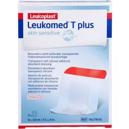 LEUKOMED T Plus Skin Sensitive Steril 8x10 cm, 5 pcs