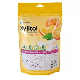MIRADENT Xylitol Chewing Gum fresh fruit Refill, 200 pcs