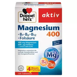 DOPPELHERZ Magnesium 400+B1+B6+B12+Folic Acid Tablets, 120 pcs