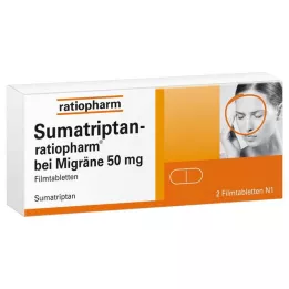 SUMATRIPTAN-ratiopharm for migraine 50 mg film-coated tablets, 2 pcs