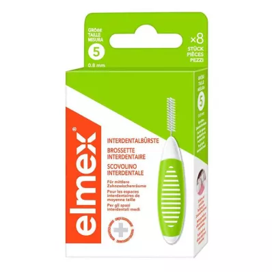 ELMEX Interdental brushes ISO Gr.5 0.8 mm green, 8 pcs