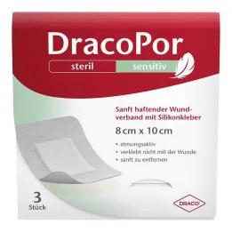 Dracopor sensitive 8x10 cm sterile with silicone adhesive, 3 pcs