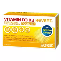 VITAMIN D3 K2 Hevert plus Ca Mg 1000 IE/2 capsules, 120 pcs