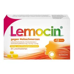 Lemocin® for sore throats honey and lemon flavor, 24 pcs