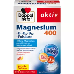 DOPPELHERZ Magnesium 400+B1+B12+folic acid BTA, 6x15 pcs