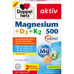 DOPPELHERZ Magnesium 500+D3+K2 Depot tablets, 60 pcs