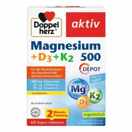 DOPPELHERZ Magnesium 500+D3+K2 Depot Tablets, 60 pcs